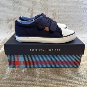 TOMMY HILFIGER Toddler Navy Blue & White Velcro Lil Cormac Shoes NIB | 10